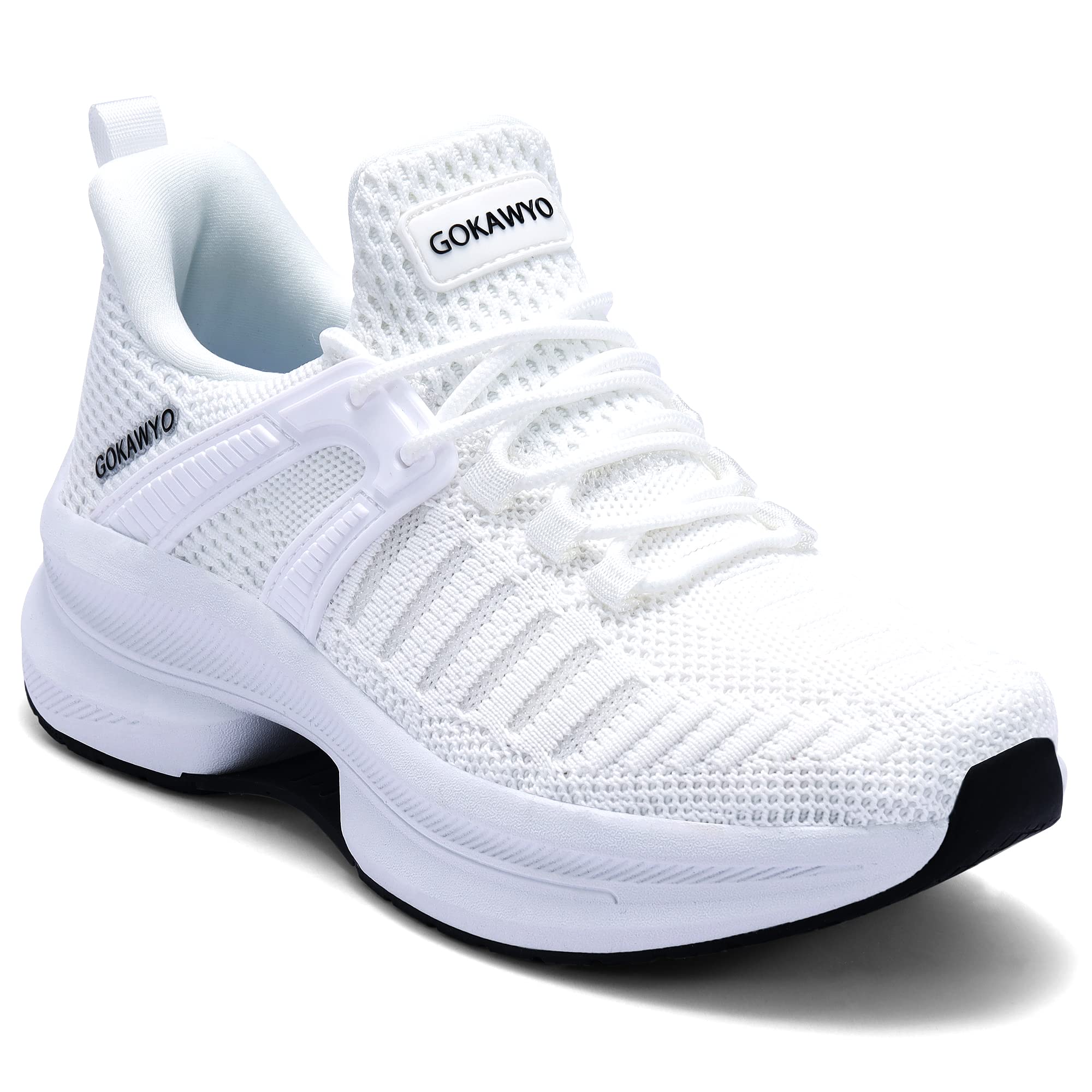 Gokawyo Womens Running Shoes Walking Slip on Breathable Sneaker for Women, White, US 8.5