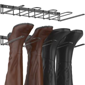 primzooty boot rack wader hanger wall mounted- (4 pair) sturdy metal boot organizer, tall shoe holder for closet, entryway, indoor, garage