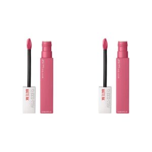 maybelline new york super stay matte ink liquid lipstick, long lasting high impact color, up to 16h wear, inspirer, light mauve pink, 0.17 fl.oz (pack of 2)