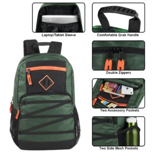 Trail maker Laptop Backpack Bulk Wholesale 24 Pc Case of 19 Inch Bulk Backpacks with Bungee Cord and Padded Straps (Male Color Pack)