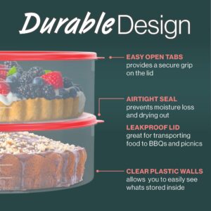 2 Pack Pie Carrier Cake Storage Container with Lid | 10.5" Large Round Clear Plastic Cupcake Cheesecake Muffin Flan Cookie Tortilla Holder Storage Containers Airtight | Pie Keeper Transport Container