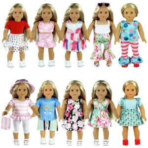 ReeRaa 20 pcs 18 inch Doll Clothes and Accessories for American 18 inch Girl Doll Clothes Gift Including 10 Complete Sets of Clothing