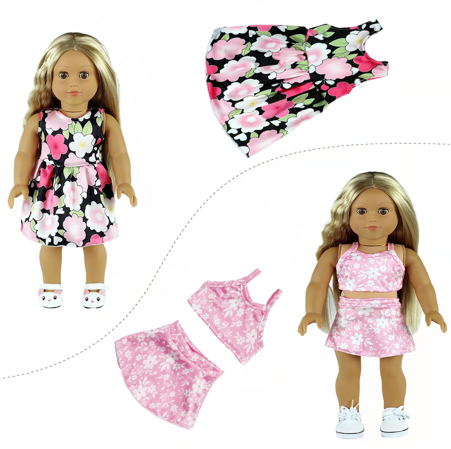 ReeRaa 20 pcs 18 inch Doll Clothes and Accessories for American 18 inch Girl Doll Clothes Gift Including 10 Complete Sets of Clothing