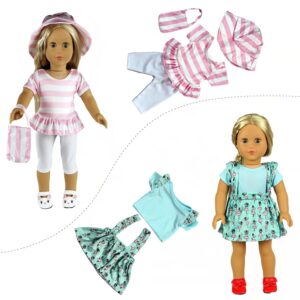 ReeRaa 20 pcs 18 inch Doll Clothes and Accessories for American 18 inch Girl Doll Clothes Gift Including 10 Complete Sets of Clothing