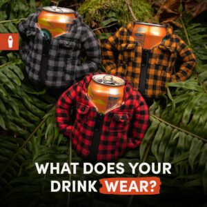 Puffin - The Lumberjack Flannel - Insulated 12 oz Can Cooler I Beer Bottle & Soda Can Insulator, Keep Drinks and Beverages Cold - Puffin Red