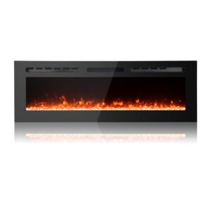 ariiles 50 inch electric fireplace inserts, wall mounted fireplace, recessed fireplace, led fireplace, linear fireplace with remote control, 12 flame colors,750/1500w (50inch)