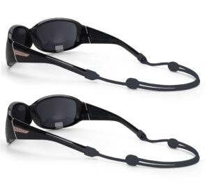 shinkoda silicone adjustable sunglasses strap, 2 pack, black, s