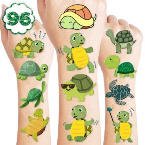 8 sheets (96pcs) sea turtle temporary tattoos tattoo stickers ocean theme birthday party decor supplies decorations favors for boys girls gifts classroom school prizes rewards