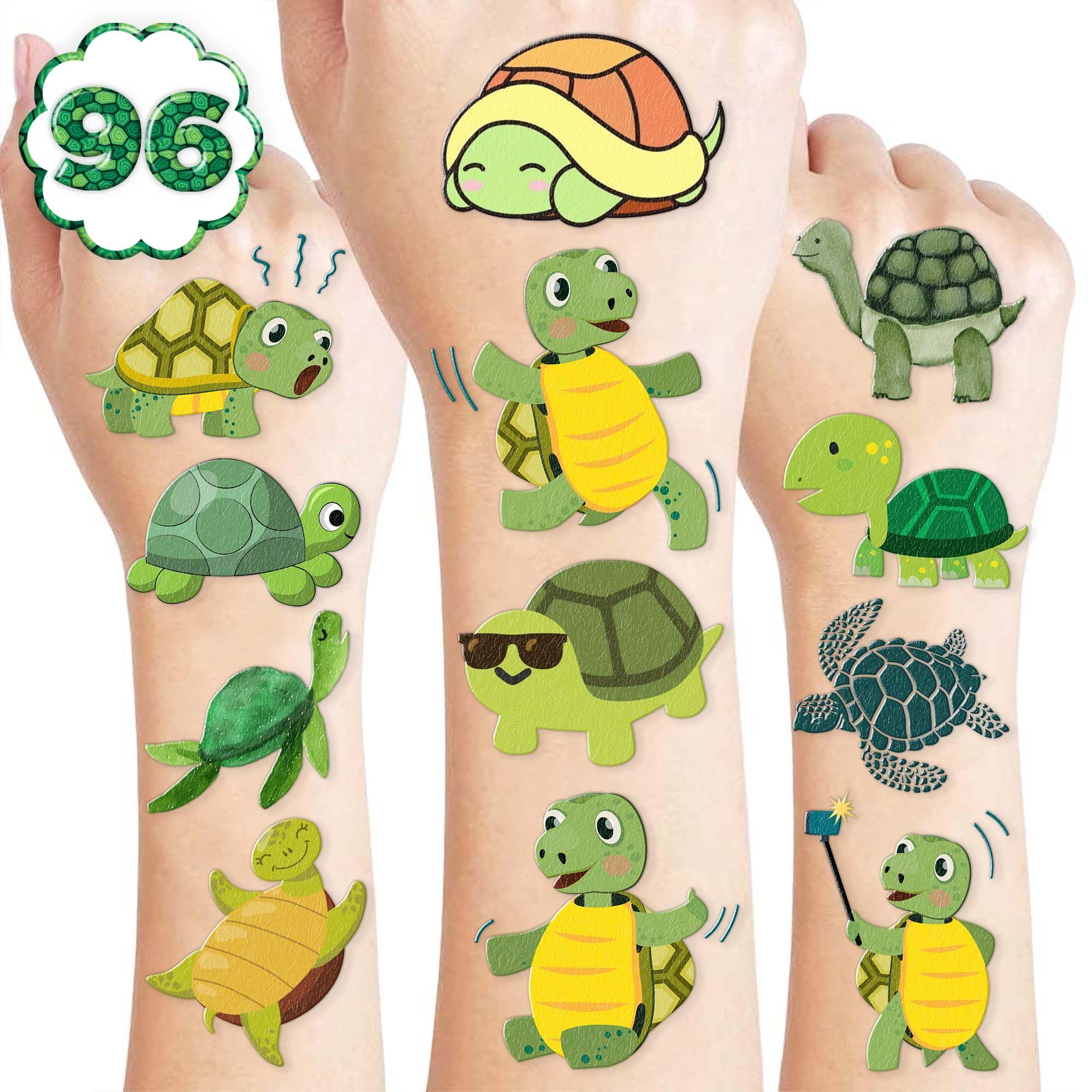 8 Sheets (96PCS) Sea Turtle Temporary Tattoos Tattoo Stickers Ocean Theme Birthday Party Decor Supplies Decorations Favors For Boys Girls Gifts Classroom School Prizes Rewards