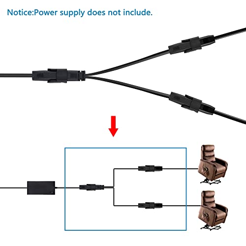 PBJYXSPED 6.6FT 47 Inches 2 Pin Splitter Lead Y Power Cable 2 Motors to 1 Power Supply Compatible with Electric Recliner and Lift Chairs