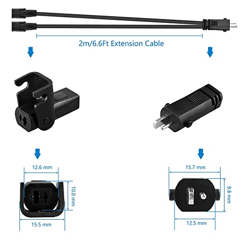 PBJYXSPED 6.6FT 47 Inches 2 Pin Splitter Lead Y Power Cable 2 Motors to 1 Power Supply Compatible with Electric Recliner and Lift Chairs