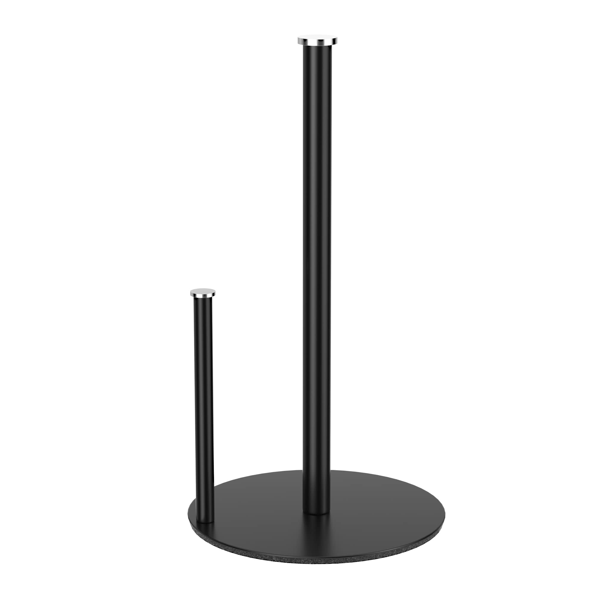 Black Paper Towel Holder Countertop - Free Standing Paper Towel Holder Stand for Kitchen Rolls, Non Slip Paper Towel Roll Holder, Modern Kitchen Countertop Organizer Fits Most Size Paper Roll