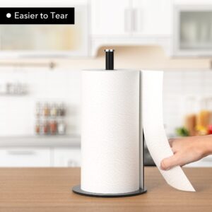 Black Paper Towel Holder Countertop - Free Standing Paper Towel Holder Stand for Kitchen Rolls, Non Slip Paper Towel Roll Holder, Modern Kitchen Countertop Organizer Fits Most Size Paper Roll