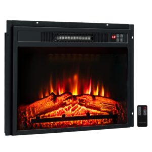 goflame 23” electric fireplace insert, recessed fireplace heater with remote control & touch screen, wall mounted electric fireplace with adjustable flame brightness and timer, overheating protection