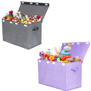 mayniu large toy box chest storage bins with lid, toys organizers storage boxes basket with sturdy handles for boys, girls, nursery, playroom, closet, bedroom