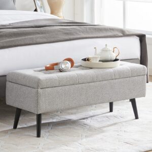 RUCUKEN Storage Bench with Storage Bench for Bedroom End of Bed Bench Foot of Bed Bench Entryway Bench Storage Ottoman Bench 40" W x 15.4" D Grey Bench