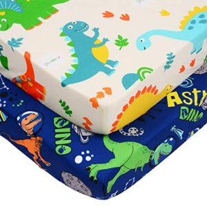 gophralove crib sheets for boys 2 pack stretchy baby fitted crib sheets for standard crib super soft crib mattress fitted sheet dinosaur…