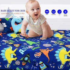 GOPHRALOVE Crib Sheets for Boys 2 Pack Stretchy Baby Fitted Crib Sheets for Standard Crib Super Soft Crib Mattress Fitted Sheet Dinosaur…