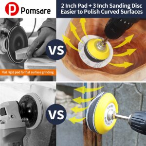 Pomsare 120pcs 3inch Sanding Discs with 2 & 3inch Backer Pads and Sanding Sponge Sander for Drill Grinder Rotary Tools Attachment with 1/4" Shanks, Sanding Pads 80-3000 Grit