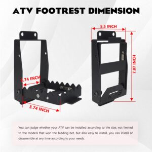 JFG RACING ATV Foot Rest 4 Wheeler Foot Pegs Rear Passenger Folding Anti-Slip Footrests Universal For Polaris Sportsman Scrambler Foreman Fourtrax Grizzly CFMOTO Cforce