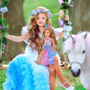 WONDOLL 2-Sets 18-inch Doll-Clothes Set - Unicorn Clothes with Hair Clip and Headband - Compatible with All 18 inch Dolls Accessories for Kids -Pink