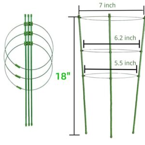 Tomato Cage Plant Support Cage for Garden 8 Pack, 18 Inch Tomato Trellis Garden Cages with 3 Adjustable Rings, Tomato Plant Stakes for Climbing Plants, Flowers, Fruit, Vegetables