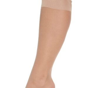 MANZI Plus Size Lady's Knee High Sheer Stockings for Women 6 Pairs Pack(Natural,XXXL-XXXXL)