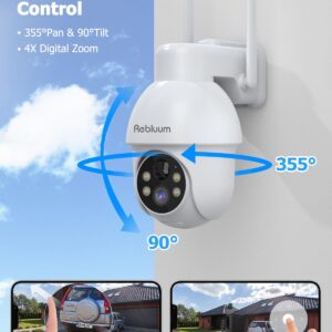 【2K】 Solar Powered Security Cameras Wireless Outdoor, 2 Pack, Pan Tilt 360°WiFi Camera with Color Night Vision/PIR Sensor/2-Way Audio/Alexa/Google Assistant