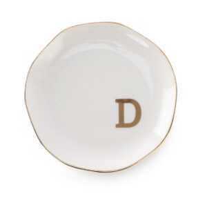 vincomic initials ring dish jewery tray with personalized d-monogrammed gifts wedding engagement for women friends sister,ceramic white