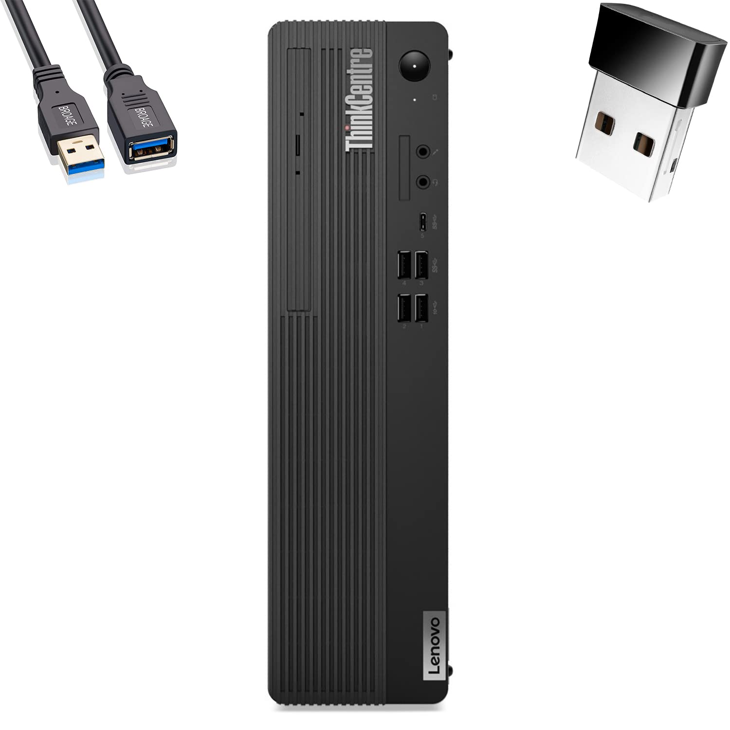 Lenovo ThinkCentre M80s SFF Business Desktop, Intel Hexa-Core i5-10500 up to 4.3GHz (Beat i7-8700), 32GB DDR4 RAM, 2TB PCIe SSD, DVDRW, Ethernet, WiFi Adapter, Windows 10 Pro, BROAG Extension Cable