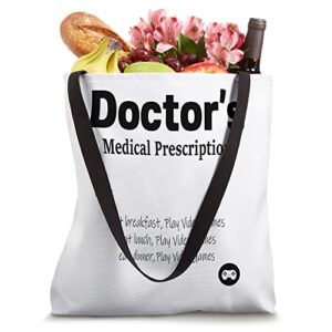 Funny Doctor's Medical Prescription Video Games Cool Gamer Tote Bag