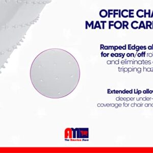 AM The America Store Chair Mat for Carpet - Computer Desk Mat for Carpeted Floors - Easy Glide Rolling Plastic Mat for Office Chair on Carpet for Work, Home, Gaming with Extended Lip (36” x 48”)