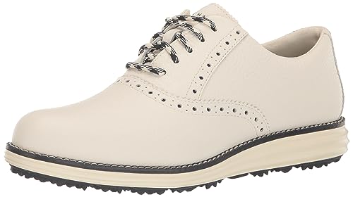 Cole Haan Women's Originalgrand Shortwing Golf Sneaker, Ivory/Black/Ivory, 8.5