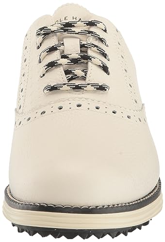 Cole Haan Women's Originalgrand Shortwing Golf Sneaker, Ivory/Black/Ivory, 8.5