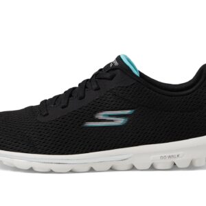 Skechers Women's GO Walk Travel-Fun Journey Sneaker, Black/Aqua, 8