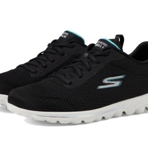 Skechers Women's GO Walk Travel-Fun Journey Sneaker, Black/Aqua, 8