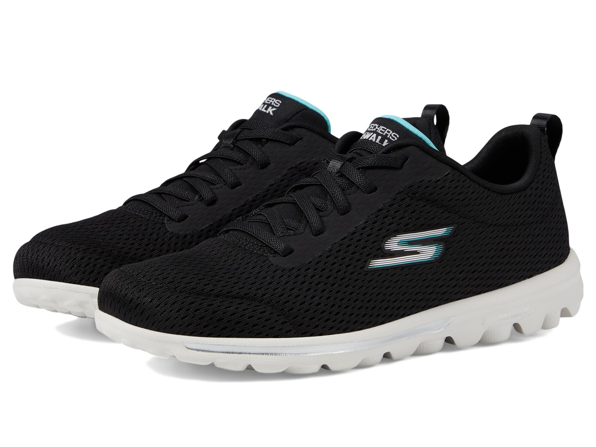 Skechers Women's GO Walk Travel-Fun Journey Sneaker, Black/Aqua, 8