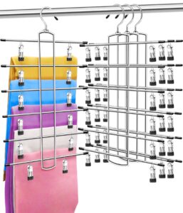 3 pack closet-organizer-pants-hangers-space-saving,metal closet-organizers-and-storage,6 tier organization and storage short skirt hangers cilp,dorm room essentials for college students girls boys guy