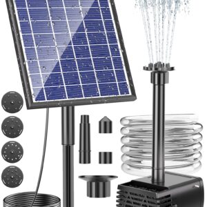 NFESOLAR Solar Water Pump, 5.5W Solar Water Fountain Pump with 1500mAh Battery Backup, 4ft Tubing 16.4ft Cable, 92.5 GPH Solar Pond Pump for Bird Bath Outdoor Ponds Garden Pool Water Feature
