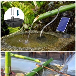 NFESOLAR Solar Water Pump, 5.5W Solar Water Fountain Pump with 1500mAh Battery Backup, 4ft Tubing 16.4ft Cable, 92.5 GPH Solar Pond Pump for Bird Bath Outdoor Ponds Garden Pool Water Feature