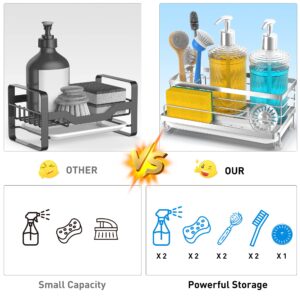 Cisily Sponge Holder, Caddy Organizer, Sink Accessories with Drip Tray, Rustproof and Non-slip, Kitchen Essentials for New Home