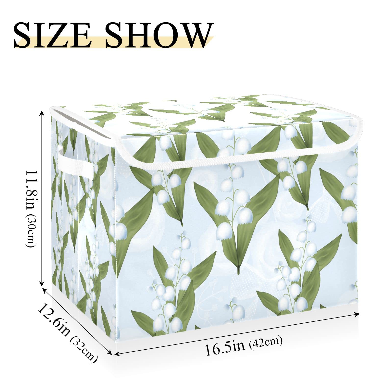 Lilies Valley Storage Bins with Lids Collapsible Storage Box Basket with Lid Closet Organizer Containers Toy Box for School Office Cars Balcony Outside