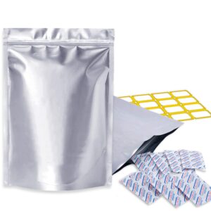 100 pcs Mylar Bags 1 Gallon Smell Proof 10 Mil Thick with Oxygen Absorbers 500CC, Resealable, Food Grade, Leak Proof, Air-Tight- USA Co.