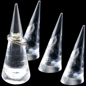 ifamio 4 pack acrylic ring cone stand single ring display holder cone shape ring display support ring rack ring holder jewelry display stand diy acrylic cone