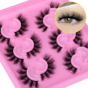 mink lashes fluffy 18mm false eyelashes wispy natural look 6 pairs 6d volume thick long fake eyelashes like clusters by pleell