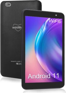 weelikeit android tablet 8 inch, reading tablet, quad-core processor, 2gb+32gb (up to 256gb) google tablet pc with wifi 6, bluetooth, 3500 mah battery, 1280x800 ips hd touchscreen, dual camera, black