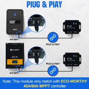 ECO-WORTHY Bluetooth Module 5.0 for MPPT Solar Charge Controller, with 82ft Wirelessly Remote Control, Real-time Monitor and RJ45 Communication Port, BT-02 RS485