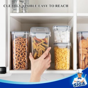 MR.SIGA 12 Pack Airtight Food Storage Container Set, BPA Free Kitchen Pantry Organization, Kitchen Canisters for Cereal, Spaghetti, includes 16 Reusable Sticker Labels and 1 Erasable Chalk Marker