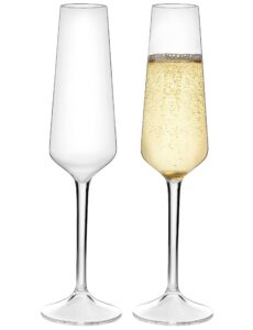 michley champagne flutes glasses set of 2, 7.5 oz unbreakable tritan plastic sparkling wine glass, anniversary, wedding gifts