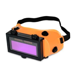atemleh welding goggles auto darkening with flip up lens, solar welder goggles welding eye mask with 2 sensors for tig mig mma plasma (orange)